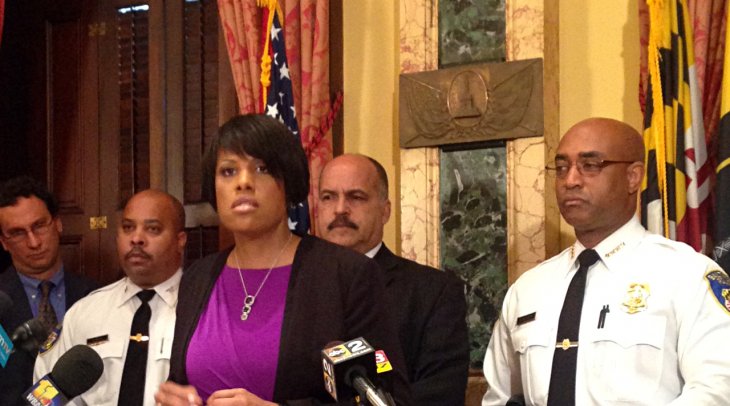 IMAGE: Mayor Rawlings-Blake and Commissioner Batts announce a body camera working group