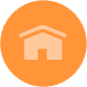 Orange circle with icon of a house