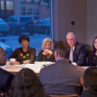 IMAGE: Mayor Rawlings-Blake and youth employment partners participate in a Solutions City panel at Starbucks